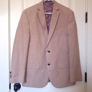 Tallia men's blazer suit jacket tan brown 100% cotton paisley lining summer